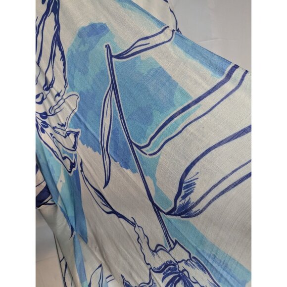 One by Onedder Women's Blue Palm Floral Kimono Cover Up Sz OS Beachy Resort Boho - Picture 2 of 15